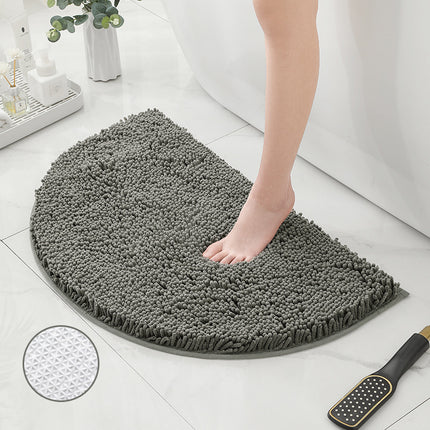 Halbrunde Badematte, rutschfester Badezimmerteppich, halbrunde Chenille-Badematte, superweiche, waschbare, schnell trocknende Duschmatte