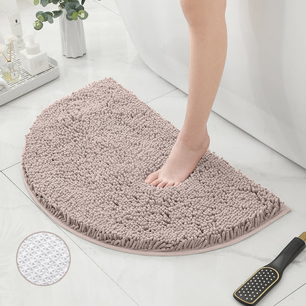 Halbrunde Badematte, rutschfester Badezimmerteppich, halbrunde Chenille-Badematte, superweiche, waschbare, schnell trocknende Duschmatte