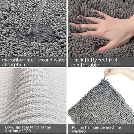 Halbrunde Badematte, rutschfester Badezimmerteppich, halbrunde Chenille-Badematte, superweiche, waschbare, schnell trocknende Duschmatte