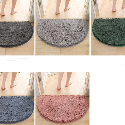 Halbrunde Badematte, rutschfester Badezimmerteppich, halbrunde Chenille-Badematte, superweiche, waschbare, schnell trocknende Duschmatte