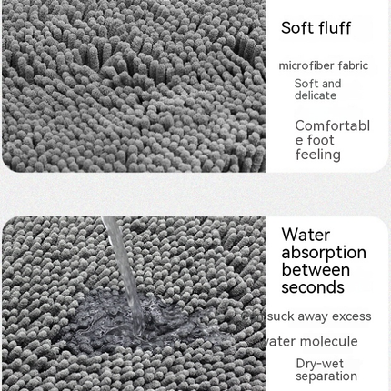 Halbrunde Badematte, rutschfester Badezimmerteppich, halbrunde Chenille-Badematte, superweiche, waschbare, schnell trocknende Duschmatte