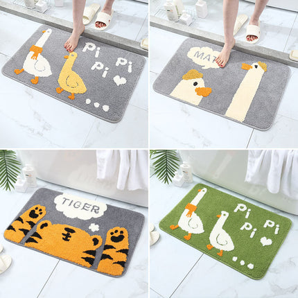 Tapis de salle de bain en forme de canard mignon, tapis de douche doux, tapis de bain amusant en microfibre, tapis de sol absorbant et épais à poils longs
