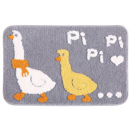 Tapis de salle de bain en forme de canard mignon, tapis de douche doux, tapis de bain amusant en microfibre, tapis de sol absorbant et épais à poils longs