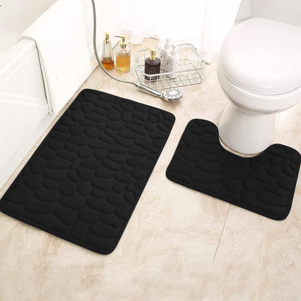 U-förmiger WC-Vorleger, Badezimmermatten-Set bestehend aus zwei Badteppichen aus Kieselstein-Memory-Schaum – weiche, rutschfeste, super saugfähige Matte
