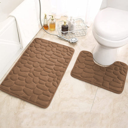 U-förmiger WC-Vorleger, Badezimmermatten-Set bestehend aus zwei Badteppichen aus Kieselstein-Memory-Schaum – weiche, rutschfeste, super saugfähige Matte
