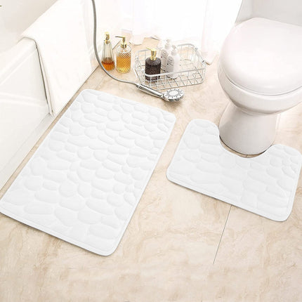 U-förmiger WC-Vorleger, Badezimmermatten-Set bestehend aus zwei Badteppichen aus Kieselstein-Memory-Schaum – weiche, rutschfeste, super saugfähige Matte