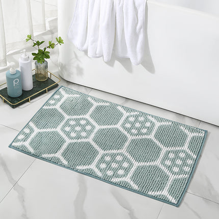 Chenille Bath Rugs Flower Pattern Bathroom Floor Mats, Machine Washable Non-Slip Bath Mat, Super Absorbent and Stain Resistant Floor Mats