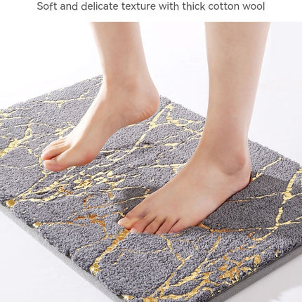 Tapis de bain absorbant en velours fin, tapis de salle de bain à motif de flux d'estampage en marbre, tapis de bain doux et antidérapant