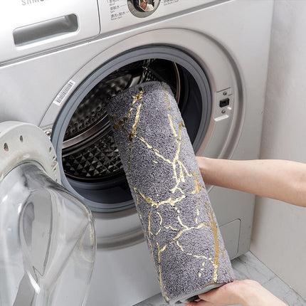 Tapis de bain absorbant en velours fin, tapis de salle de bain à motif de flux d'estampage en marbre, tapis de bain doux et antidérapant