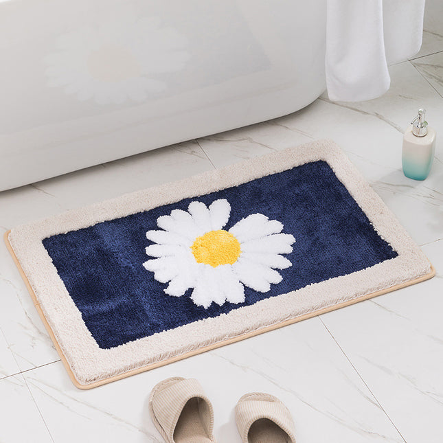 Cartoon Daisy Bathroom Rug Floor Mat - Non-slip Shower Microfiber Bath Mats, Super Absorbent Machine Washable