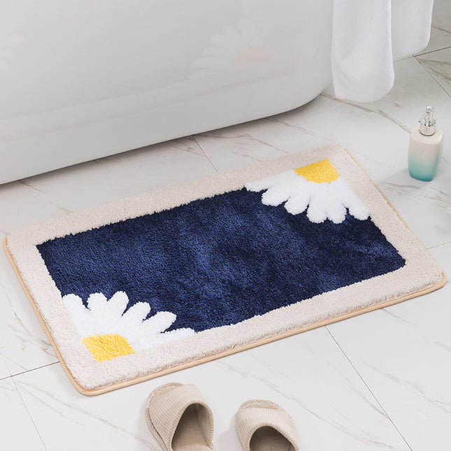 Cartoon Daisy Bathroom Rug Floor Mat - Non-slip Shower Microfiber Bath Mats, Super Absorbent Machine Washable