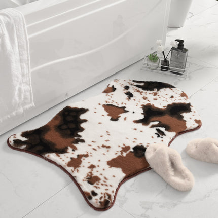 Faux Rabbit Fur Irregular Bath Mat Coffee Table Rug, Super Soft Bathroom Mats and Comfortable Non-Slip Floor Mat Rugs