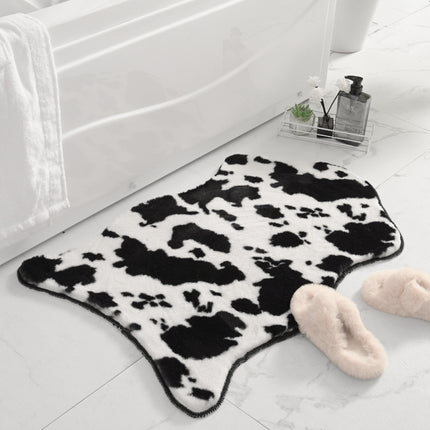 Faux Rabbit Fur Irregular Bath Mat Coffee Table Rug, Super Soft Bathroom Mats and Comfortable Non-Slip Floor Mat Rugs