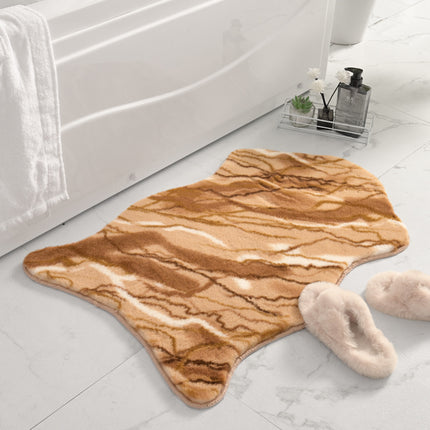 Faux Rabbit Fur Irregular Bath Mat Coffee Table Rug, Super Soft Bathroom Mats and Comfortable Non-Slip Floor Mat Rugs