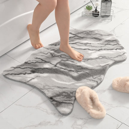 Faux Rabbit Fur Irregular Bath Mat Coffee Table Rug, Super Soft Bathroom Mats and Comfortable Non-Slip Floor Mat Rugs