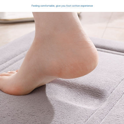 Memory Foam Framed Bath Mat Non-Slip Absorbent Bathroom Rugs Super Comfortable Coral Velvet Bathroom Rug, Machine Washable