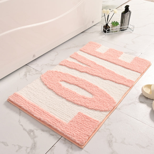 Bathroom Rug Non-Slip Bath Mat - Super Absorbent Bathroom Mats - Soft Plush 3D Alphabet Microfiber Floor Mat, Machine Washable Rugs