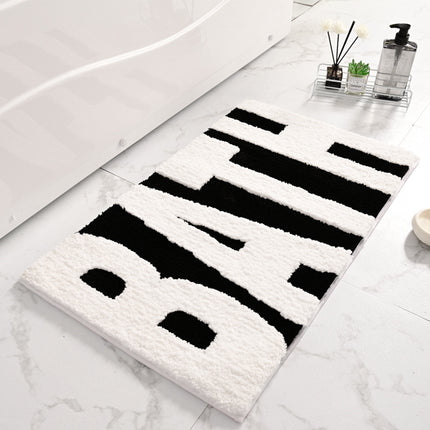 Tapis de salle de bain antidérapant – Tapis de salle de bain super absorbants – Tapis de sol en microfibre avec alphabet 3D en peluche douce, lavable en machine