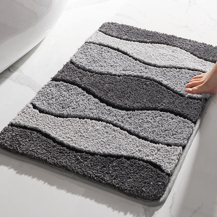 Tapis de salle de bain en microfibre Extra doux, antidérapant, lavable, gris foncé, moelleux, absorbant l'eau, tapis de sol de salle de bain