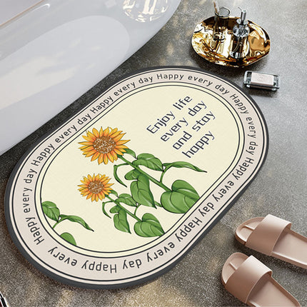Diatomaceous earth bath mat, super-absorbent oval quick-drying bath rugs non-slip diatomaceous earth bathroom mats