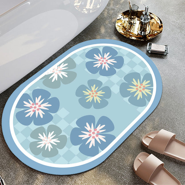 Diatomaceous earth bath mat, super-absorbent oval quick-drying bath rugs non-slip diatomaceous earth bathroom mats