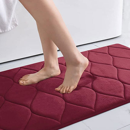 Memory Foam Bath Mat - Non-Slip Bathroom Rug Backed Absorbent Mat for Tub and Shower - Machine Washable Bath Rugs - Soft Luxury Floor Mats