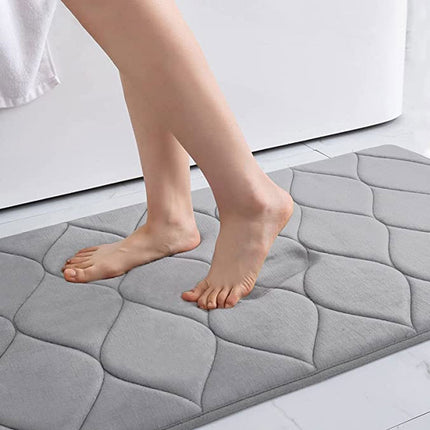 Memory Foam Bath Mat - Non-Slip Bathroom Rug Backed Absorbent Mat for Tub and Shower - Machine Washable Bath Rugs - Soft Luxury Floor Mats