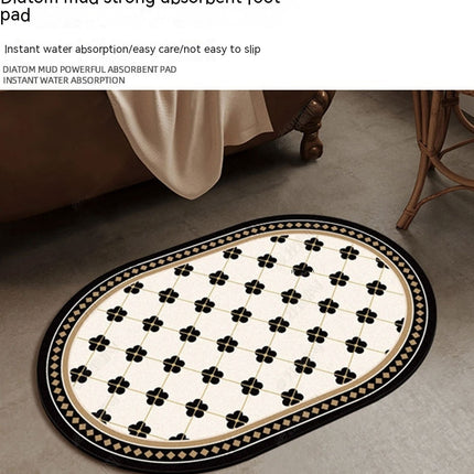 Super Absorbent Bathroom Rug Bath Mat Quick Dry Floor Mats Plum Petal Diatomaceous Earth Mat, Non-Slip Thin Bathroom Mats