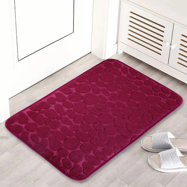 Badematte mit Kieselsteinprägung, Korallensamt, rutschfester Badezimmerteppich, saugfähige Bodenmatte, ideal für Badezimmer, Toiletten, Duschen