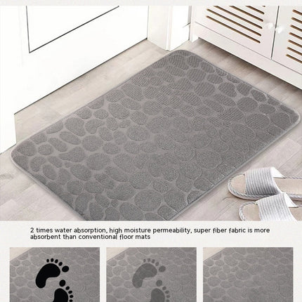 Badematte mit Kieselsteinprägung, Korallensamt, rutschfester Badezimmerteppich, saugfähige Bodenmatte, ideal für Badezimmer, Toiletten, Duschen