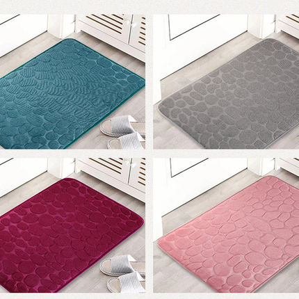 Badematte mit Kieselsteinprägung, Korallensamt, rutschfester Badezimmerteppich, saugfähige Bodenmatte, ideal für Badezimmer, Toiletten, Duschen