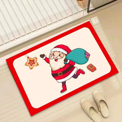 Kieselgur-Badematten-Teppich, Weihnachtsmann-Cartoon-Fußmatten, rutschfeste, saugfähige, schnell trocknende Badezimmerteppiche
