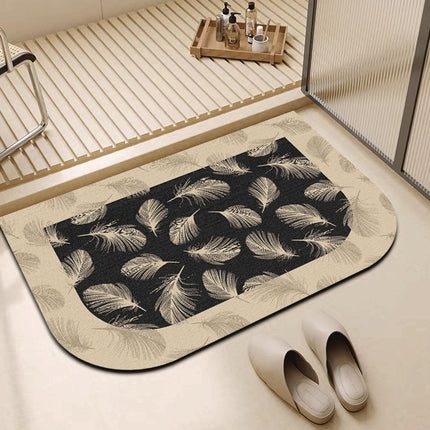 Leaf Diatomaceous Earth Bath Mats, Absorbent Quick Dry Bathroom Shower Mat, Non-Slip Diatomaceous Earth Bathroom Rugs