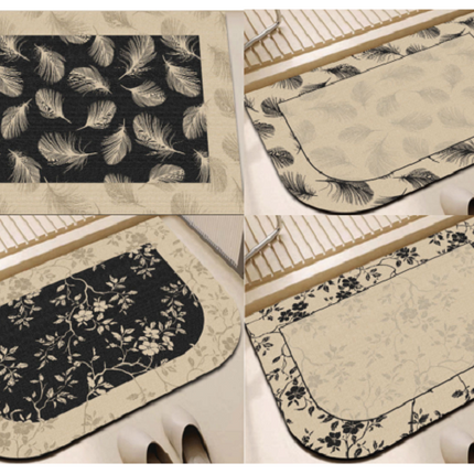 Leaf Diatomaceous Earth Bath Mats, Absorbent Quick Dry Bathroom Shower Mat, Non-Slip Diatomaceous Earth Bathroom Rugs