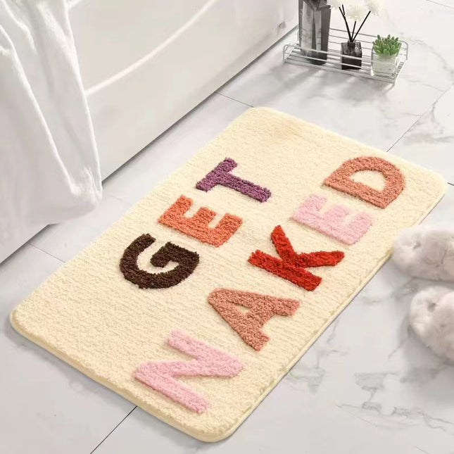 Soft monogrammed bathroom rug, non-slip long pile absorbent bath mats suitable for bathroom vanity, tub, shower machine washable