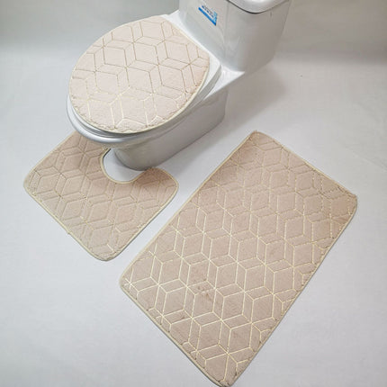 Ensemble de 3 tapis de bain, tapis de bain antidérapant, couverture de toilette, tapis de sol, tapis absorbant côté baignoire