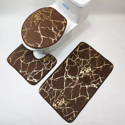 Ensemble de 3 tapis de bain, tapis de bain antidérapant, couverture de toilette, tapis de sol, tapis absorbant côté baignoire
