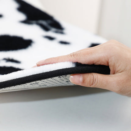 Ensemble de 3 tapis de salle de bain à imprimé vache – Ultra doux et antidérapant en peluche imitation lapin, ensemble de 3 pièces (tapis de toilette à profil en U, tapis et housse de toilette)