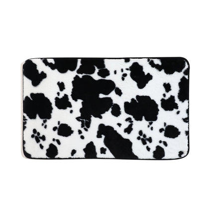 Ensemble de 3 tapis de salle de bain à imprimé vache – Ultra doux et antidérapant en peluche imitation lapin, ensemble de 3 pièces (tapis de toilette à profil en U, tapis et housse de toilette)