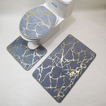 Ensemble de 3 tapis de bain, tapis de bain antidérapant, couverture de toilette, tapis de sol, tapis absorbant côté baignoire