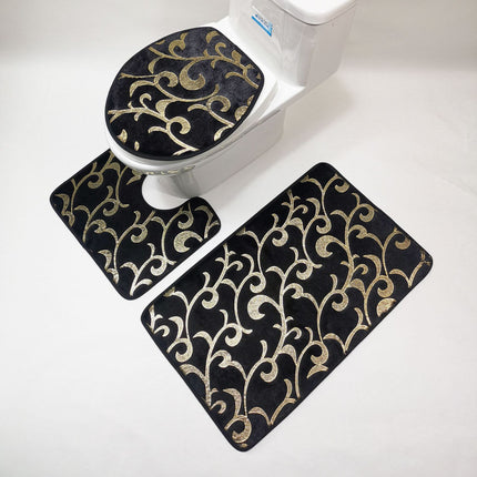 Ensemble de 3 tapis de bain, tapis de bain antidérapant, couverture de toilette, tapis de sol, tapis absorbant côté baignoire