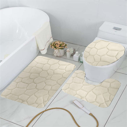 Tapis de bain lot de 3 en mousse à mémoire de forme galets tapis de douche de salle de bain tapis de bain à fond antidérapant doux pour tapis de bain douche