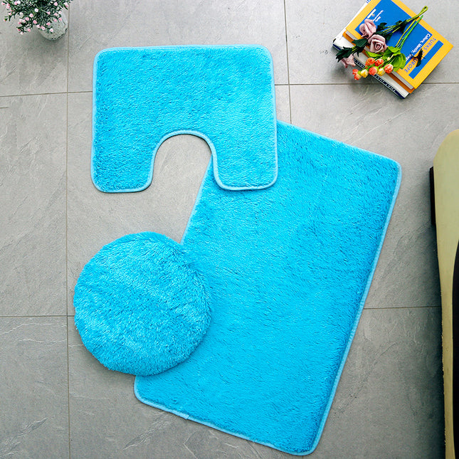 Soft Microfiber Bathroom Rug Set of 3, Absorbent Non-Slip Bathroom Rug Set of 3 with Plastic Dot Pile Backing for Bathroom Use