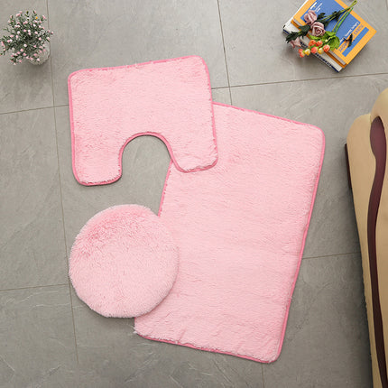 Lot de 3 tapis de salle de bain en microfibre douce, absorbant et antidérapant, avec envers en plastique à pois pour salle de bain