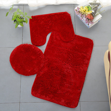 Lot de 3 tapis de salle de bain en microfibre douce, absorbant et antidérapant, avec envers en plastique à pois pour salle de bain