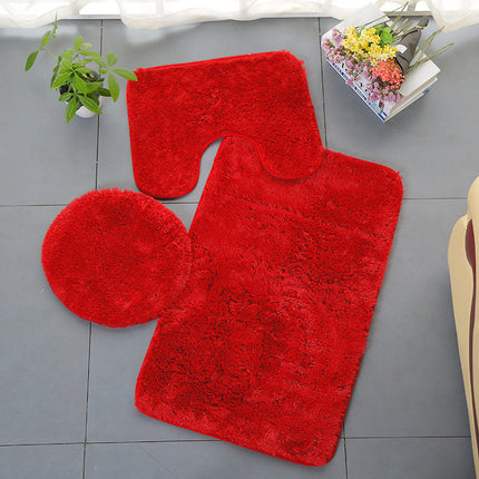 Lot de 3 tapis de salle de bain en microfibre douce, absorbant et antidérapant, avec envers en plastique à pois pour salle de bain