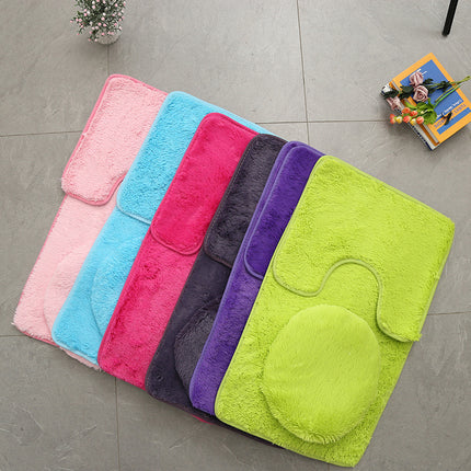 Lot de 3 tapis de salle de bain en microfibre douce, absorbant et antidérapant, avec envers en plastique à pois pour salle de bain