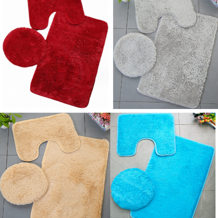 Lot de 3 tapis de salle de bain en microfibre douce, absorbant et antidérapant, avec envers en plastique à pois pour salle de bain
