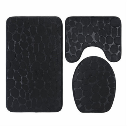 3 Piece Non-Slip Bath Mat Set Ultra Soft Foot Mat and Bath Rug Memory Foam Pebble Shower Mat Quick Dry Bathroom Mats Rugs
