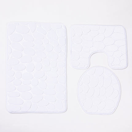 3 Piece Non-Slip Bath Mat Set Ultra Soft Foot Mat and Bath Rug Memory Foam Pebble Shower Mat Quick Dry Bathroom Mats Rugs